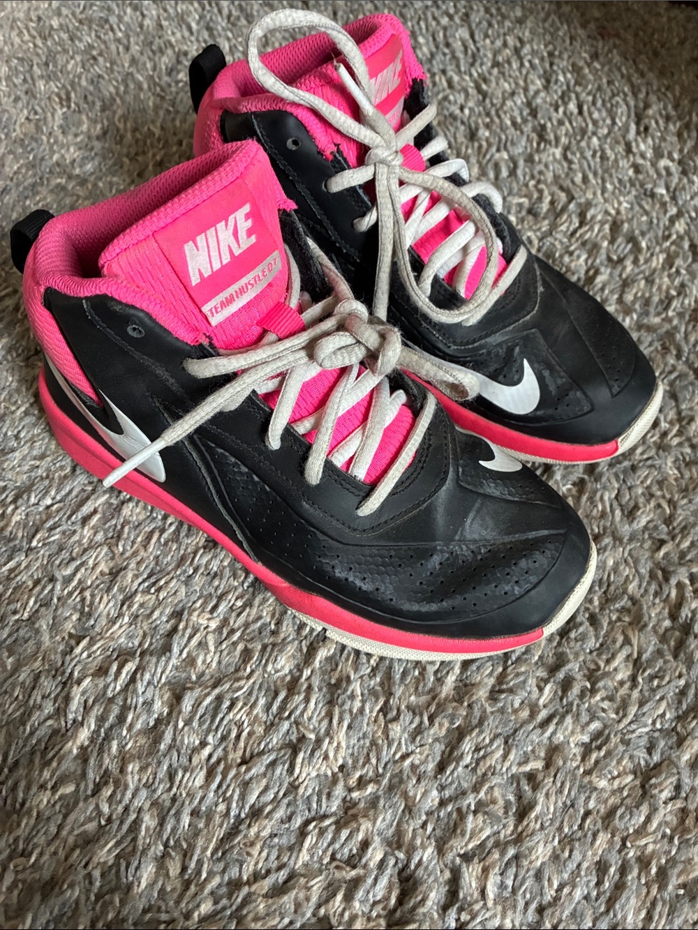 Nike Kids Black and Hot Pink High-Top Sneakers